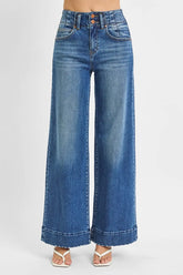 High Rise Ankle Wide Seam Detailed Jeans With Plus Size Risen DARK 0